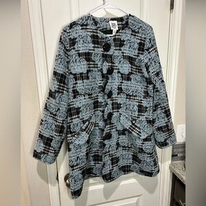 Ivy Jane Black and Blue Floral Pea Coat